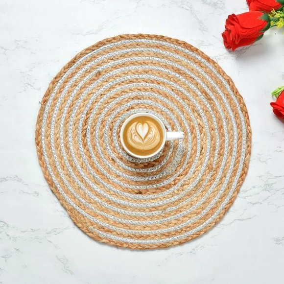 pepme Other - Jute Lurex Placemat | Silver | 35x35 | Pack of 2